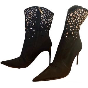 Gianmarco Lorenzi Stiletto Heeled Boots Stunning Sparkly Glam Cowgirl Size 39